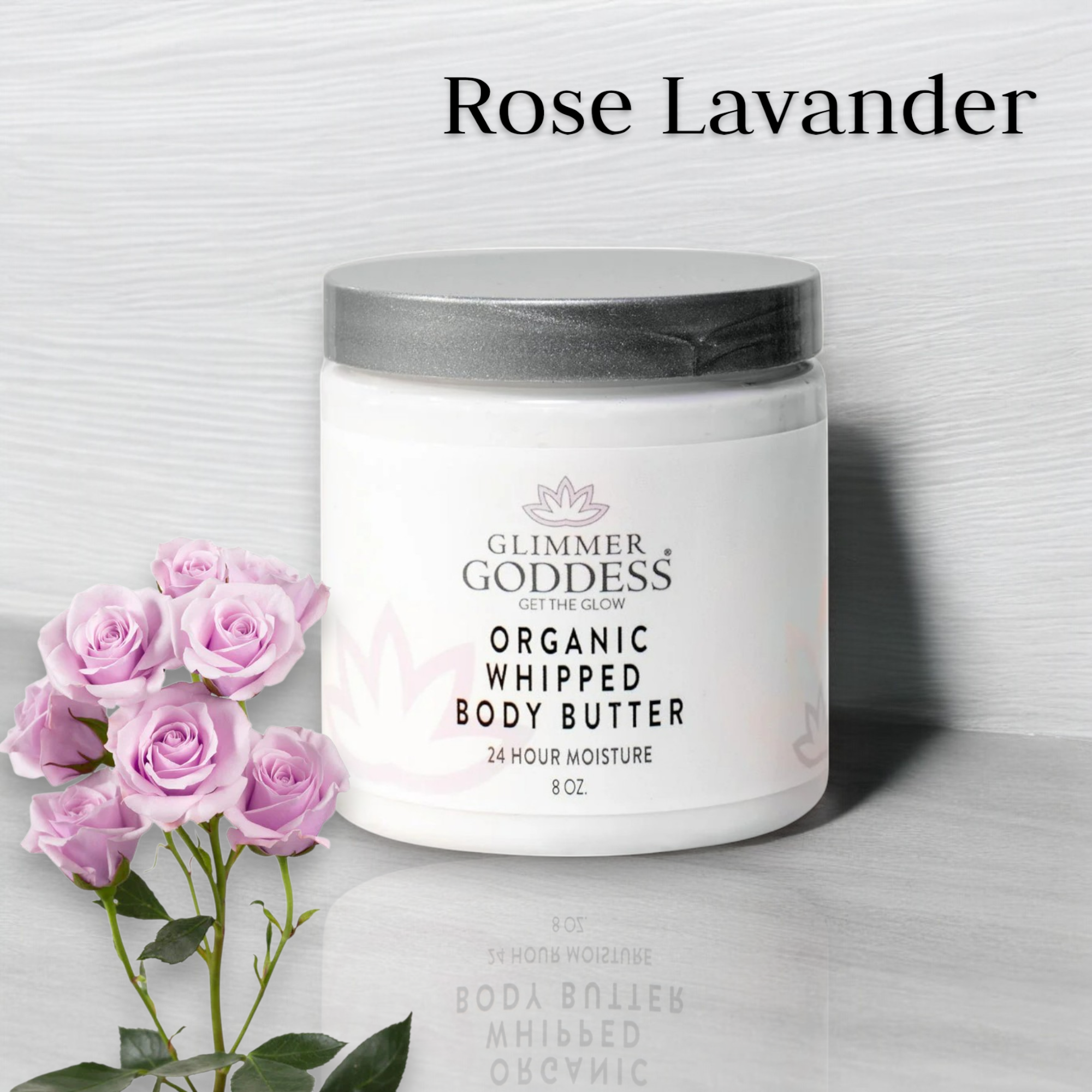Glimmer Goddess Organic Whipped Body Butter 8 oz - Rose Lavender