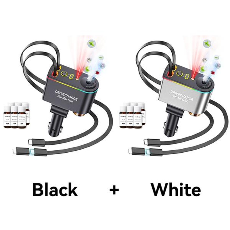 Smart Car Air Freshener & Essential Oil Diffuser with Intelligent Sensing and Mood Lighting - Retractable Charger & Starlight Aromatherapy Diffuser, Ideal Gift for Men& Travel