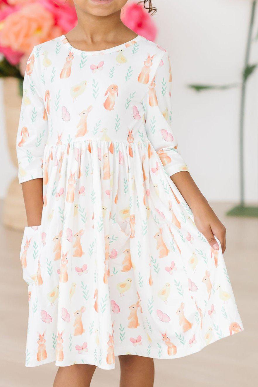 Robe tournante à poches et manches 3/4 Sunny Bunnies