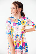 SOLDE Robe Tournante Florale Manches 3/4 avec Poches Sunshine