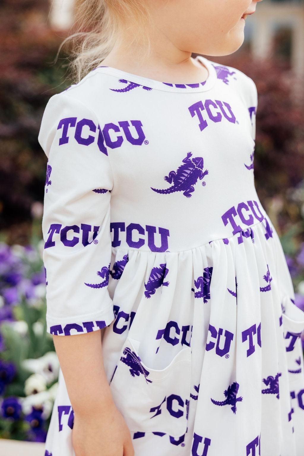Robe à tourbillons et poches à manches 3/4 TCU White Frog