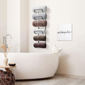 Towel Rack Wall Mount – 6 Compartments of Black Metal Bathroom Towel Holder Set - Bathroom Organizer, for Gym Spa, Camper, Rv, Back of Door, Cabinet - Wine Rack Wall Mounted for Kitchen
