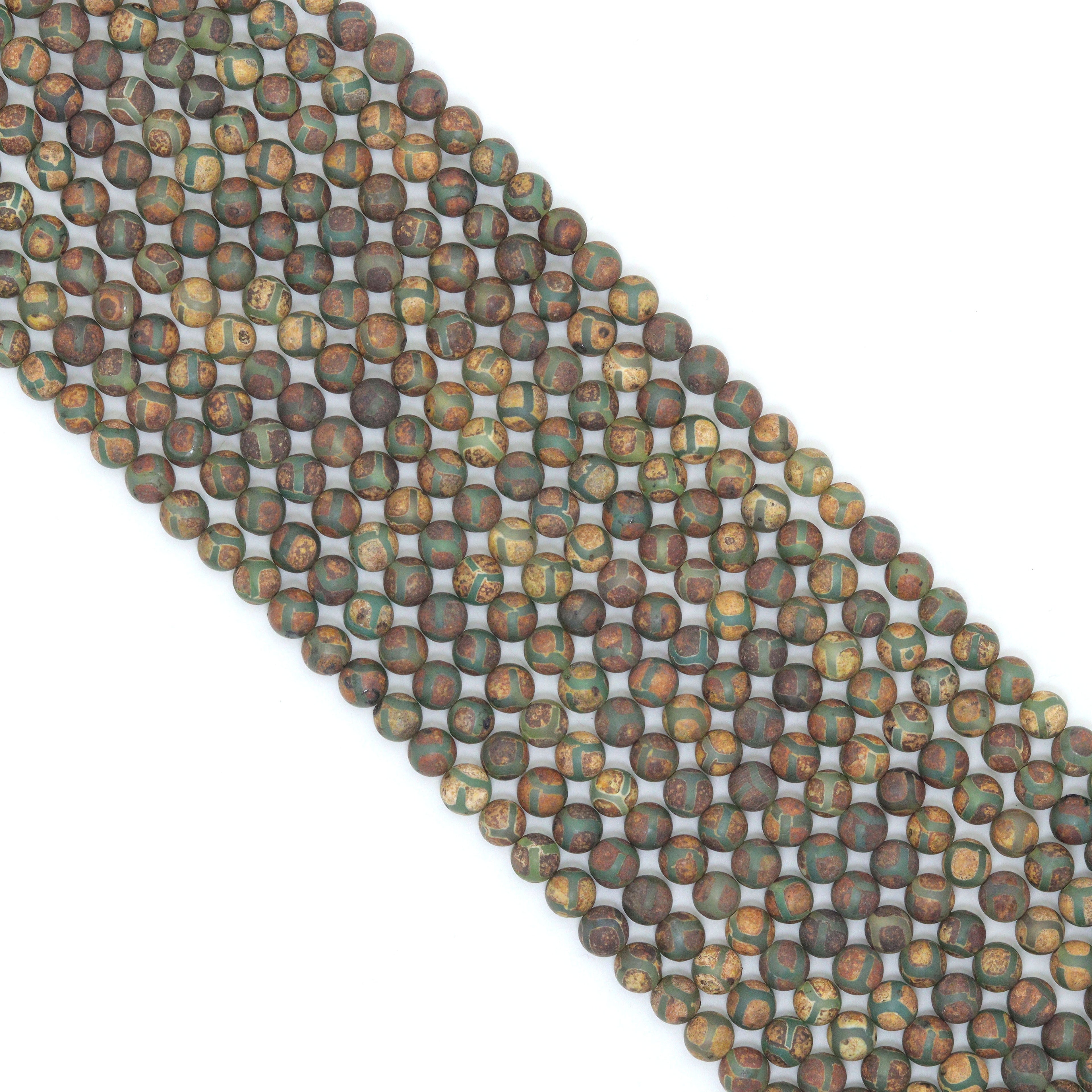 Natural Tibetan Green Evil Eye Agate Beads, Dzi Eye Agate Beads, Sku#U1109c