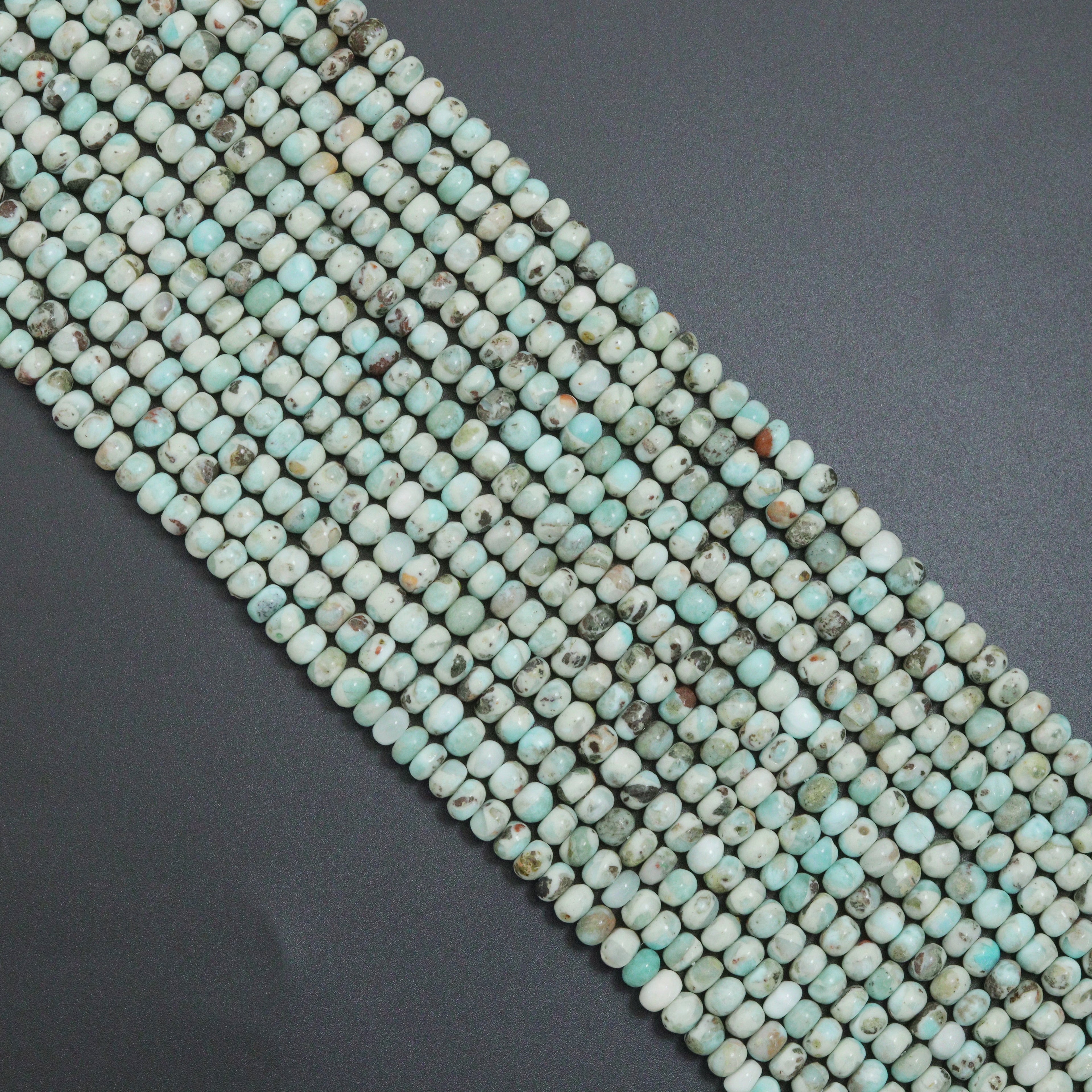 Genuine Larimar Rondelle Smooth Beads, 4x6mm/5x8mm, Sku#U1492