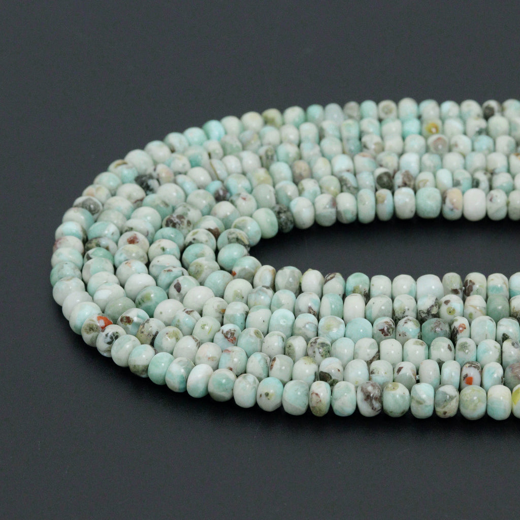 Genuine Larimar Rondelle Smooth Beads, 4x6mm/5x8mm, Sku#U1492