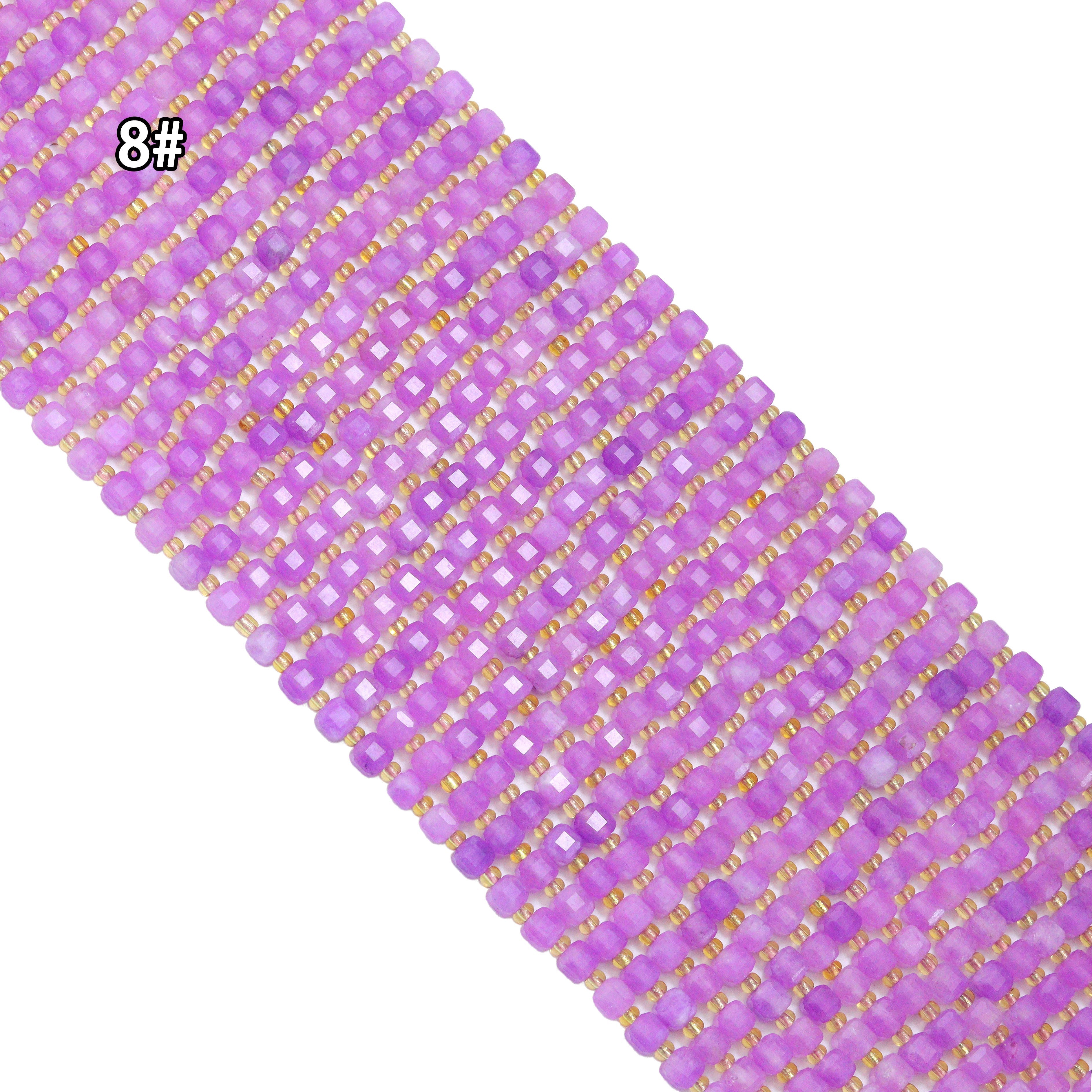 6mm Faceted Cube Jade Beads, U2246-1