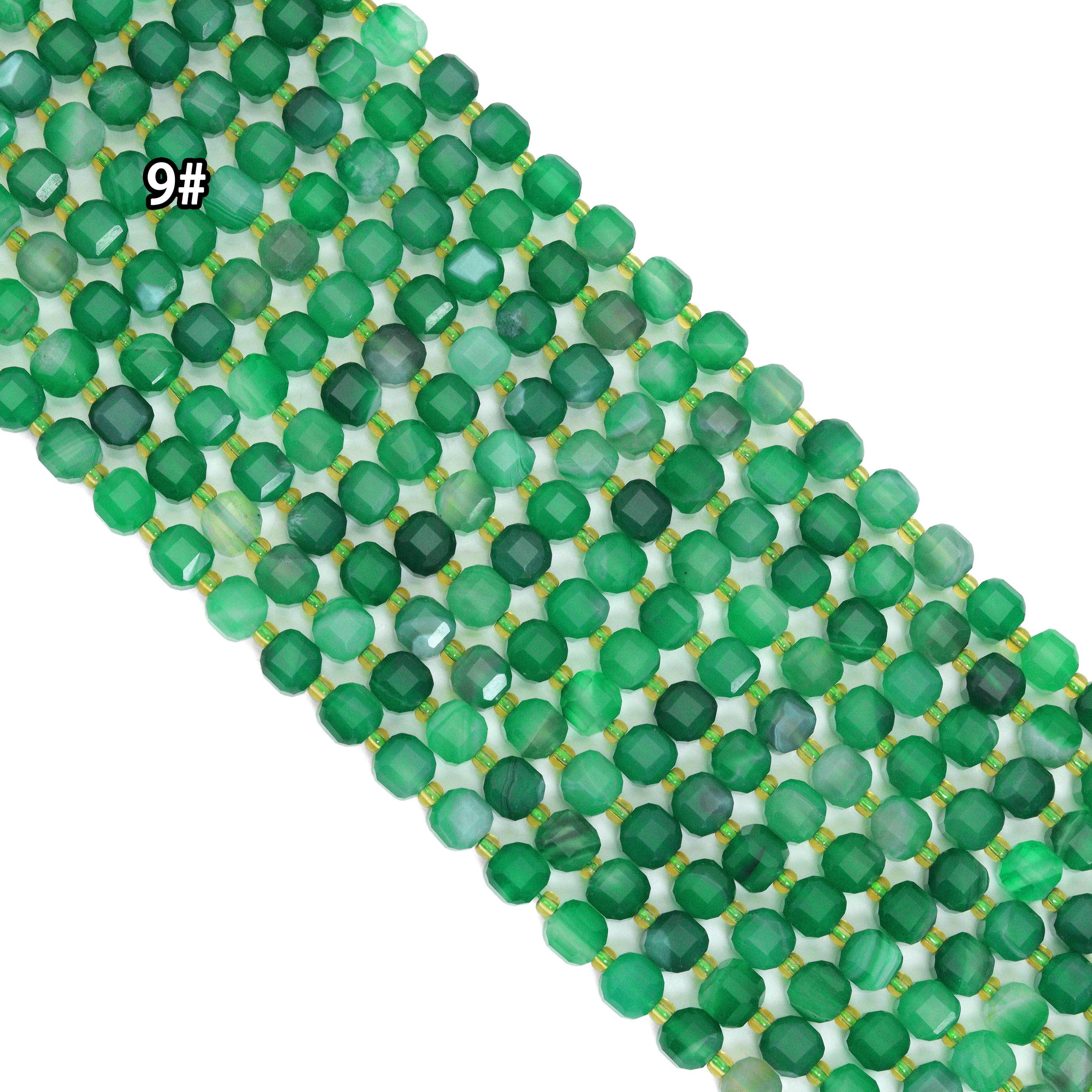 6mm Faceted Cube Jade Beads, U2246-1