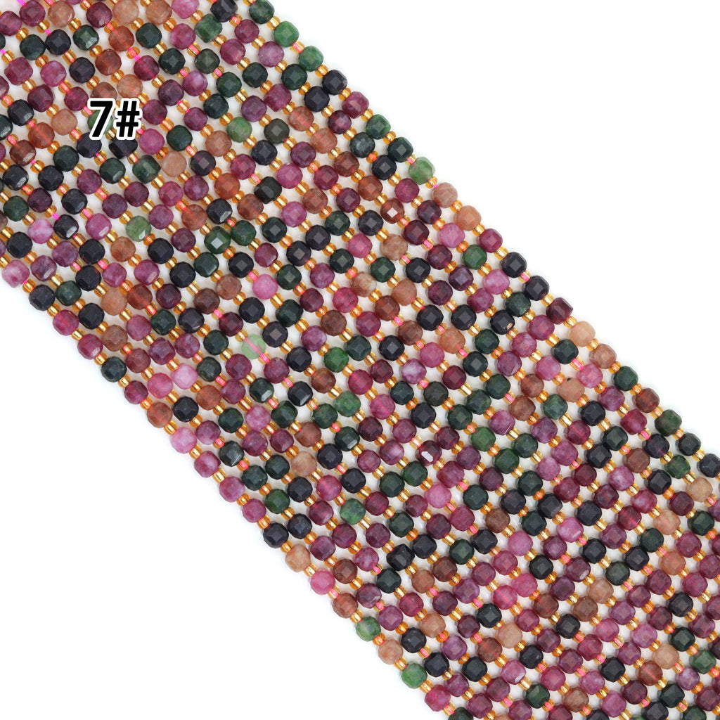 6mm Faceted Cube Jade Beads, U2246-1