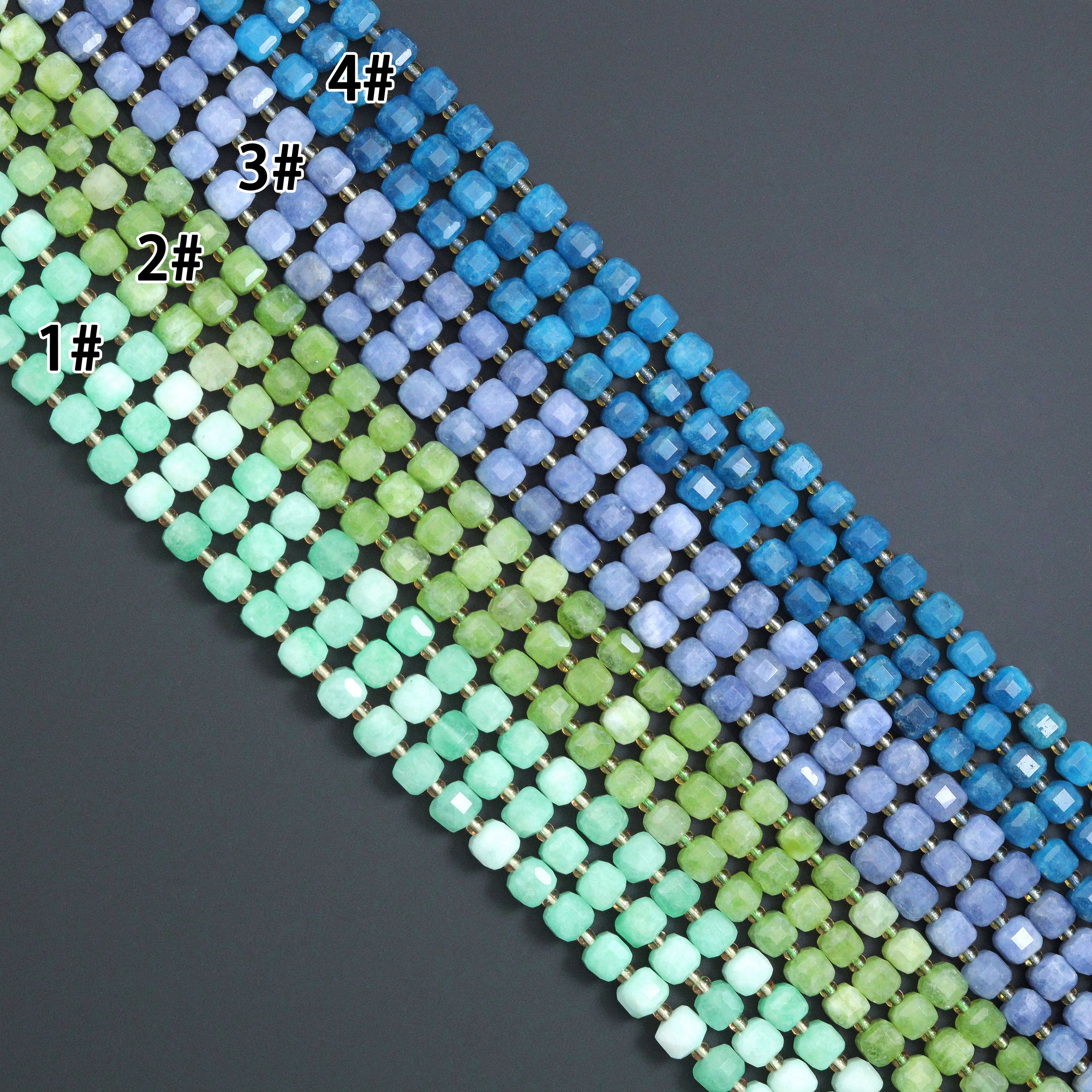 8mm Faceted Cube Jade Beads, Sku#U2246-2