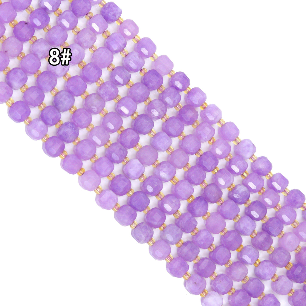 8mm Faceted Cube Jade Beads, Sku#U2246-2