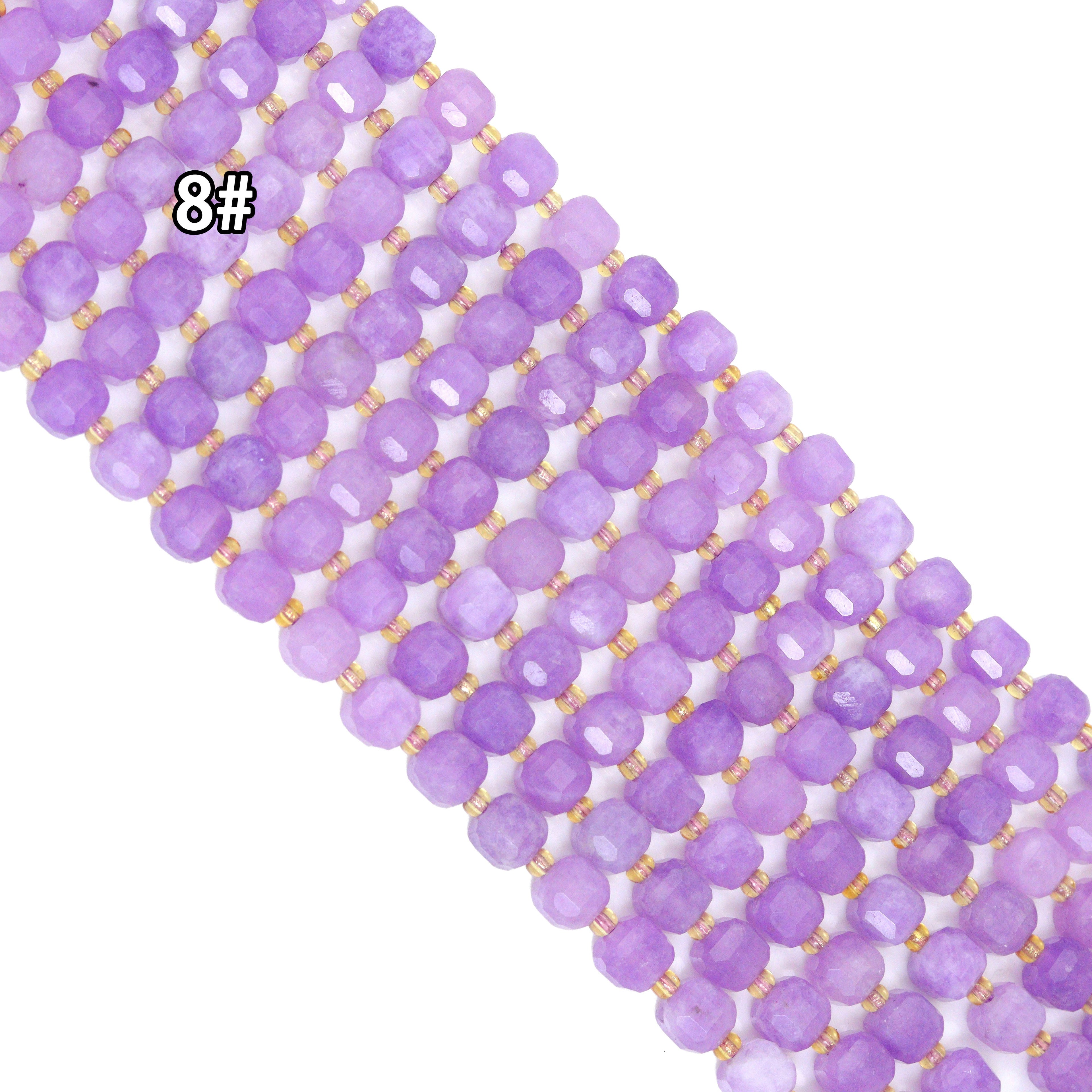 8mm Faceted Cube Jade Beads, Sku#U2246-2