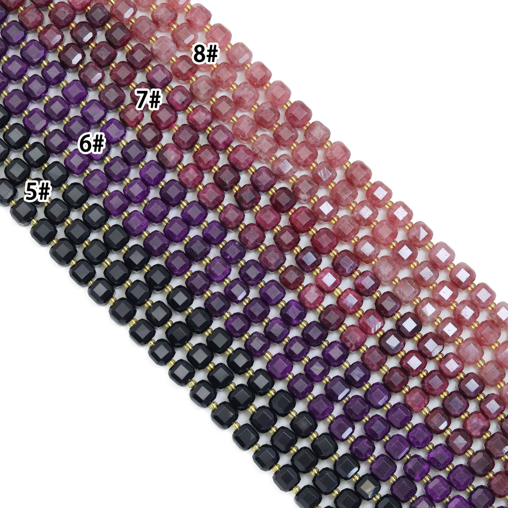 10x10 mm Faceted Cube Jade Beads, U2246-3