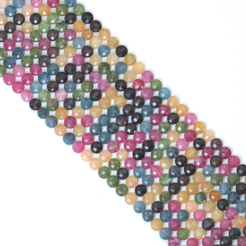 Natural Multicolor Jade 4mm Coin Shape, 16inch full strand, sku#U2248
