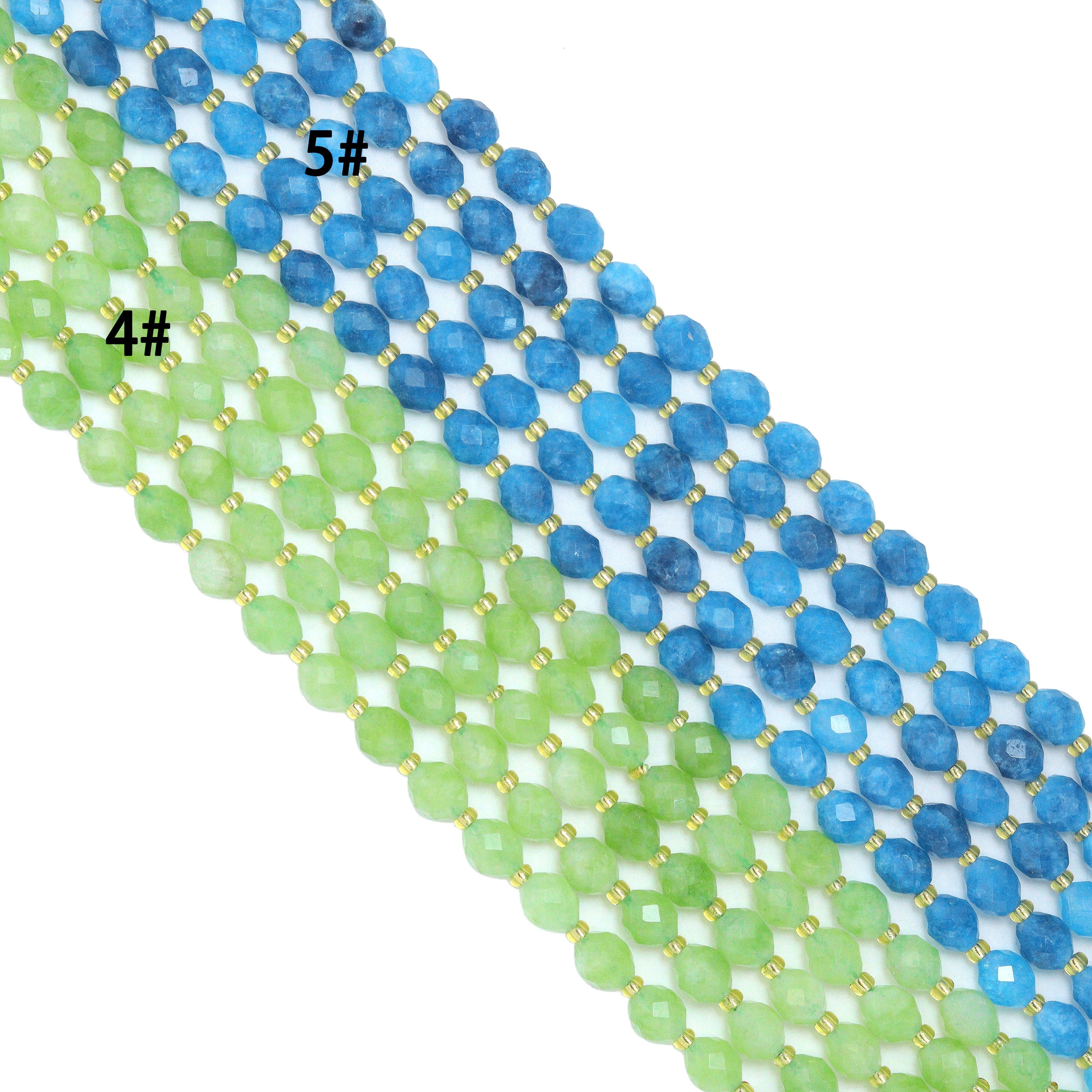 6x8mm Faceted Rice Jade Beads, Sku#U2308-1