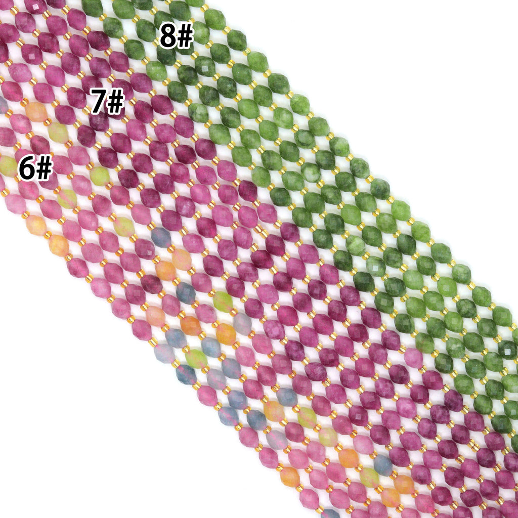6x8mm Faceted Rice Jade Beads, Sku#U2308-1
