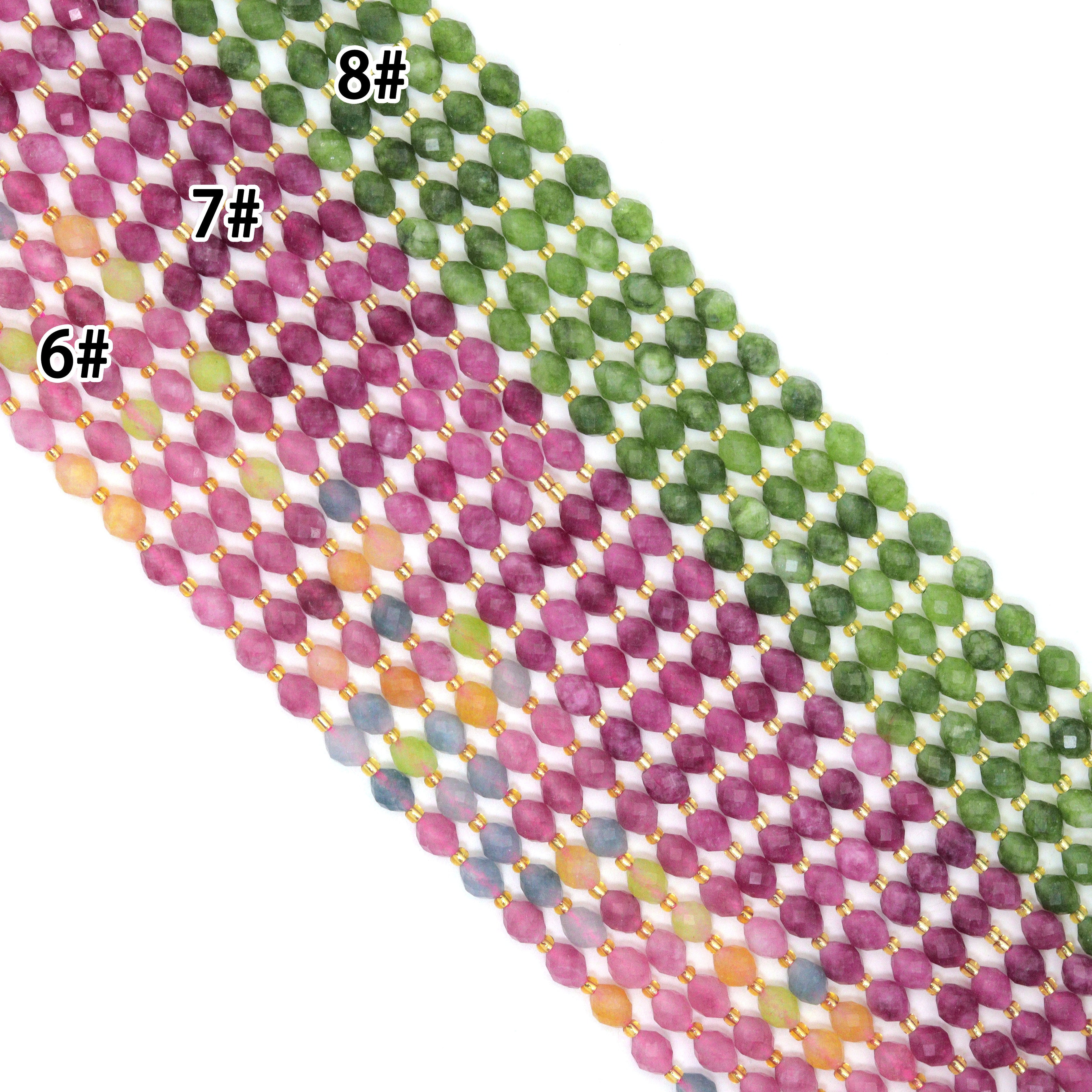 6x8mm Faceted Rice Jade Beads, Sku#U2308-1