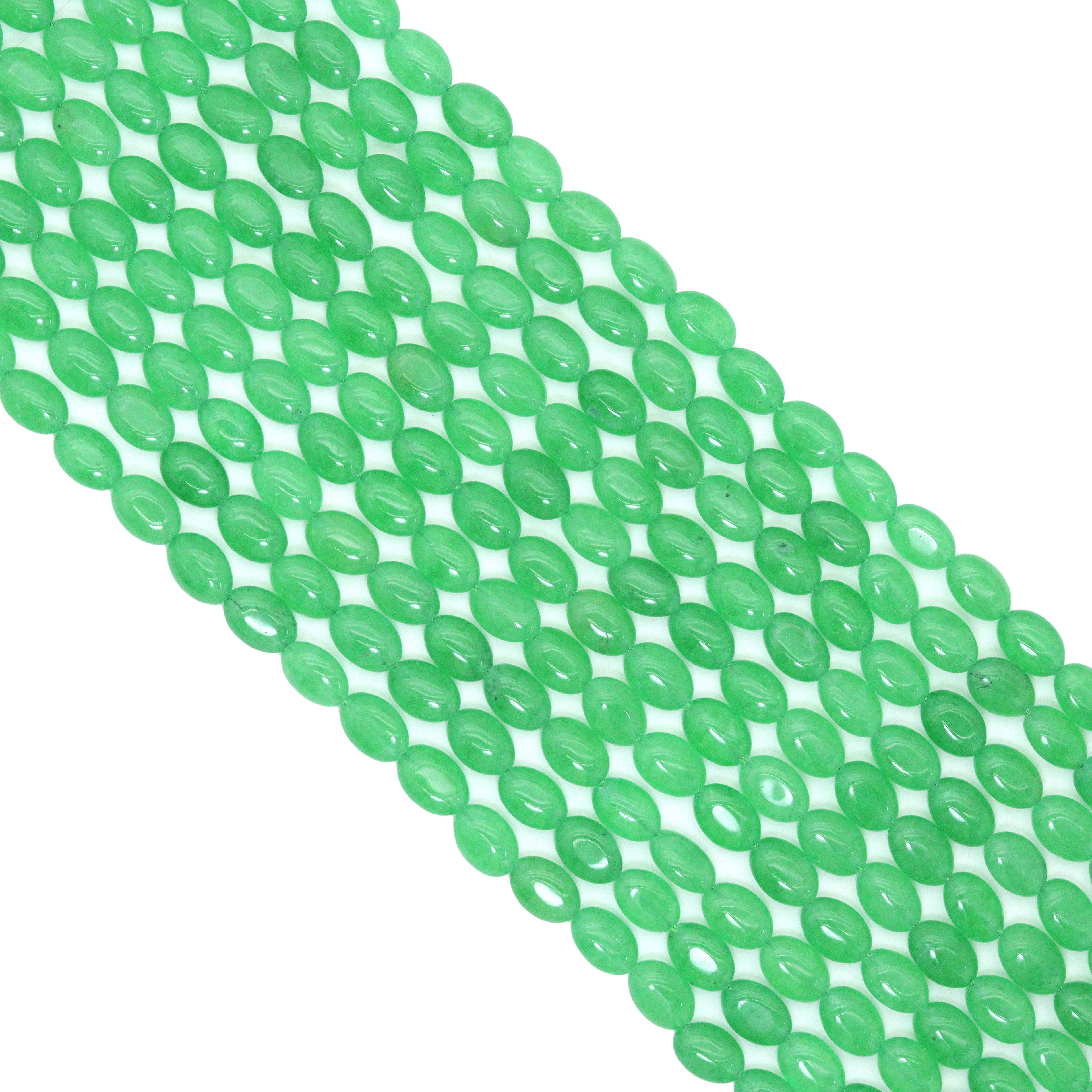 6x9mm/8x10mm Apple Green Smooth Oval Jade Beads, Sku#U2343