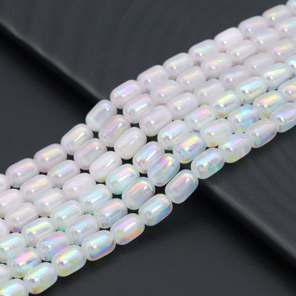 Mystic AB Selanite Beads, 6x9mm drum Cylinder Shape Selanite Beads,15.5" Full Strand,sku#U2345