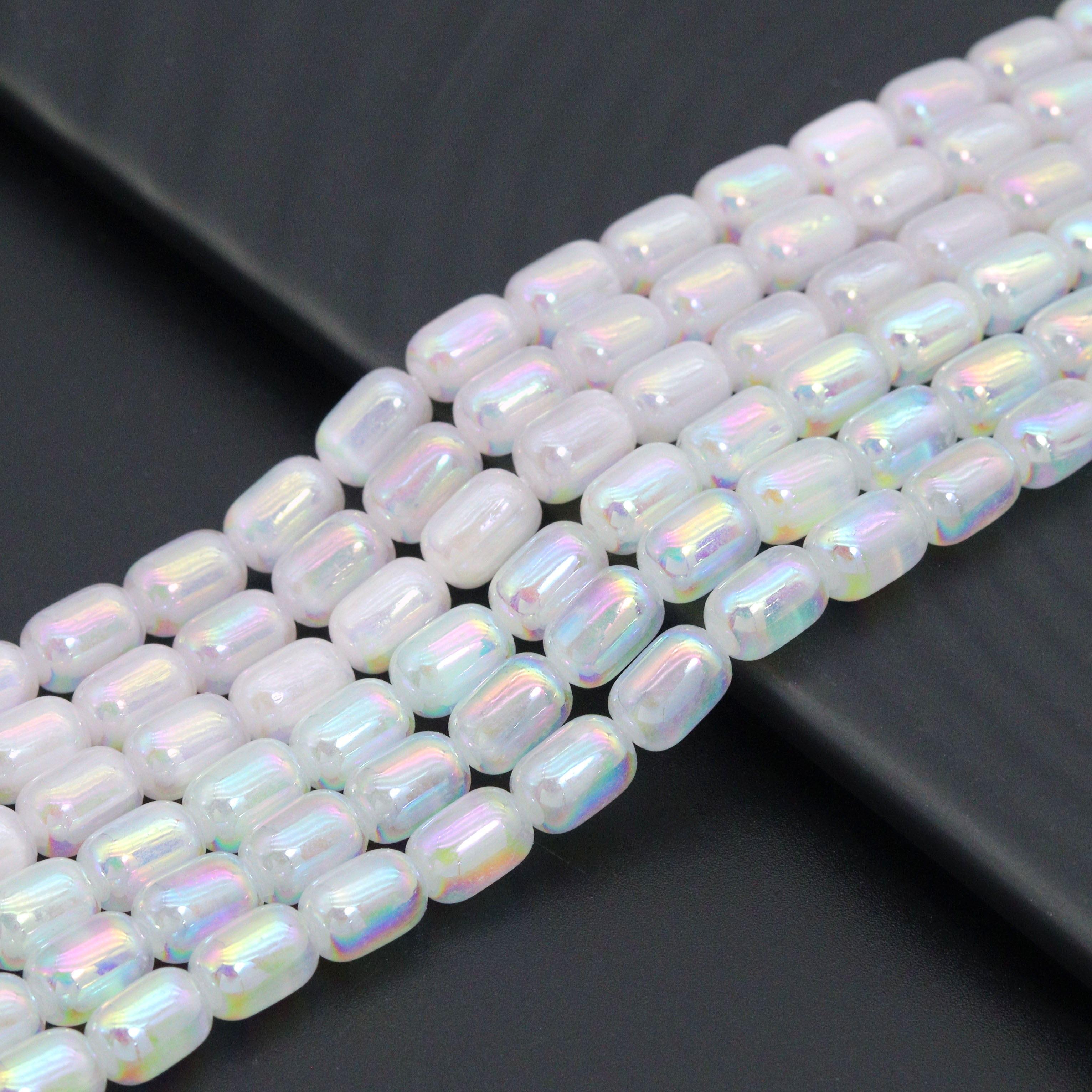 Mystic AB Selanite Beads, 6x9mm drum Cylinder Shape Selanite Beads,15.5" Full Strand,sku#U2345