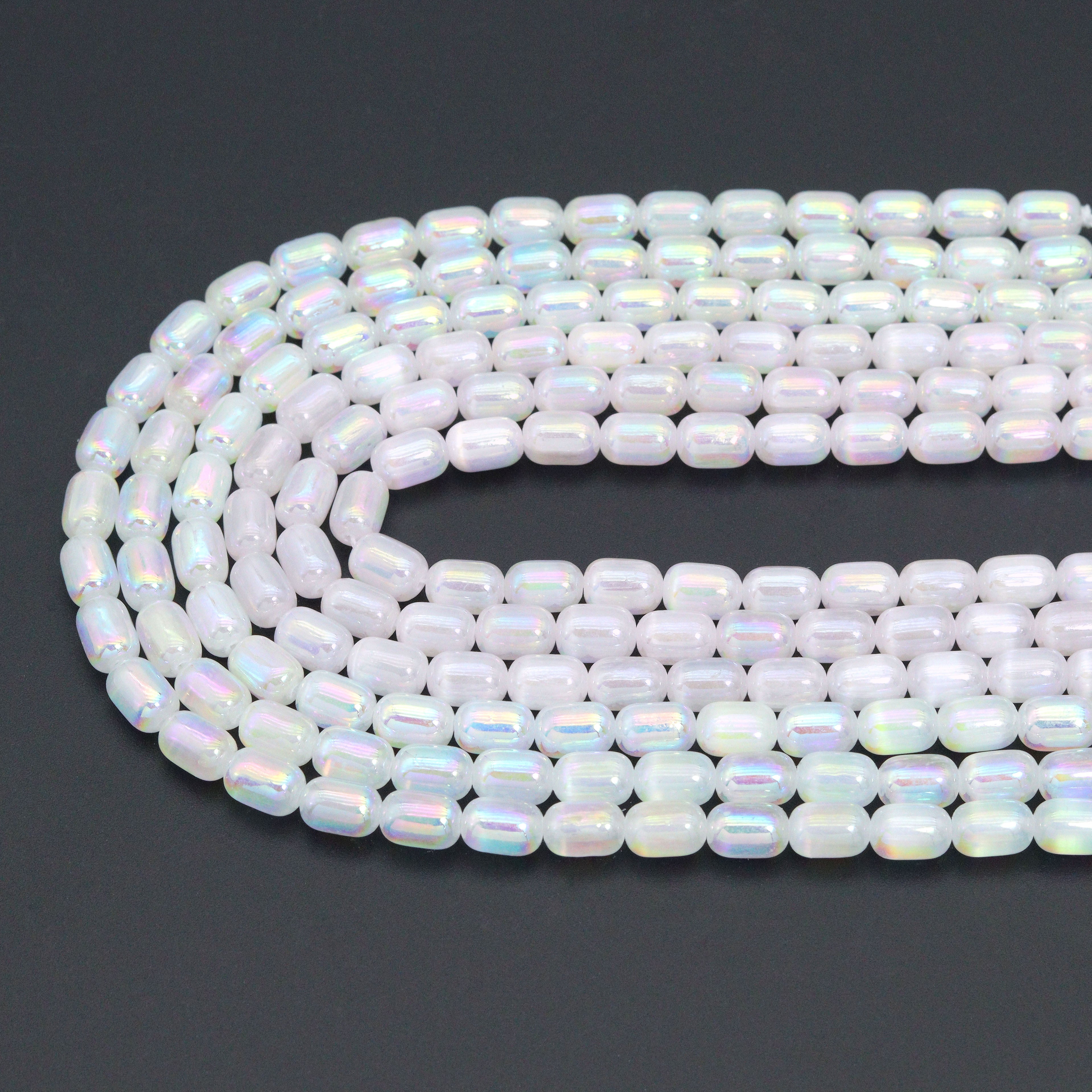 Mystic AB Selanite Beads, 6x9mm drum Cylinder Shape Selanite Beads,15.5" Full Strand,sku#U2345