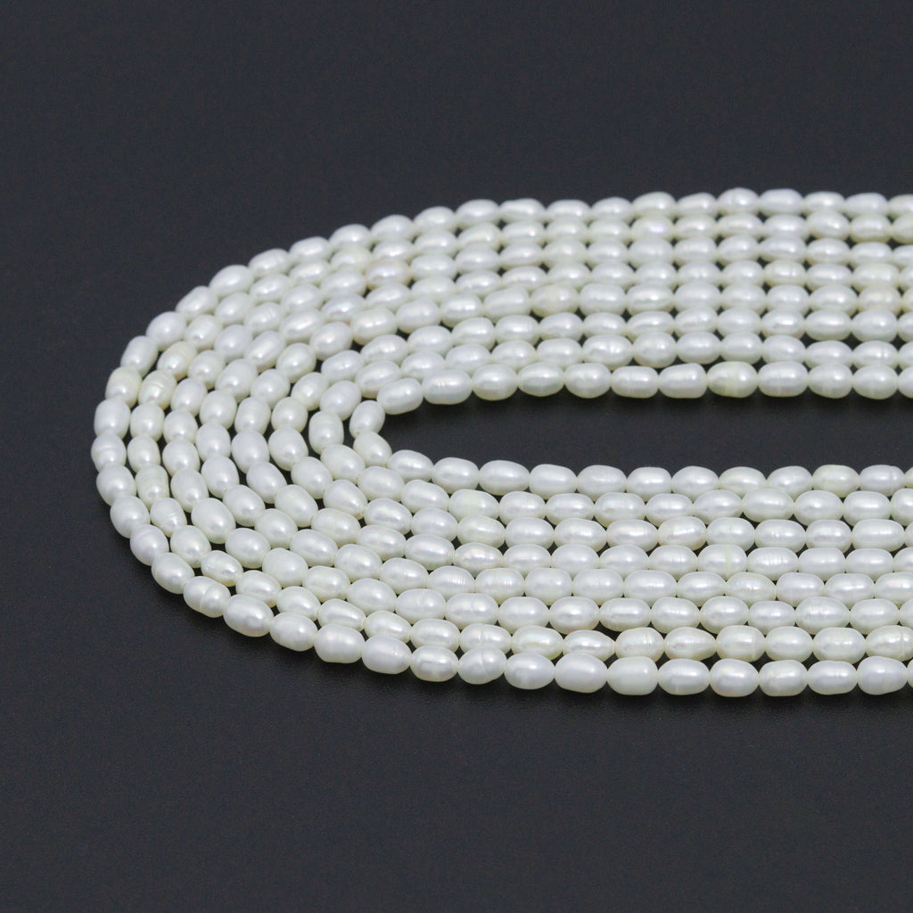 Natural White Freshwater Pearl Rice Shape Pearl, 4-5mm size, 16inch strand, sku#U2369
