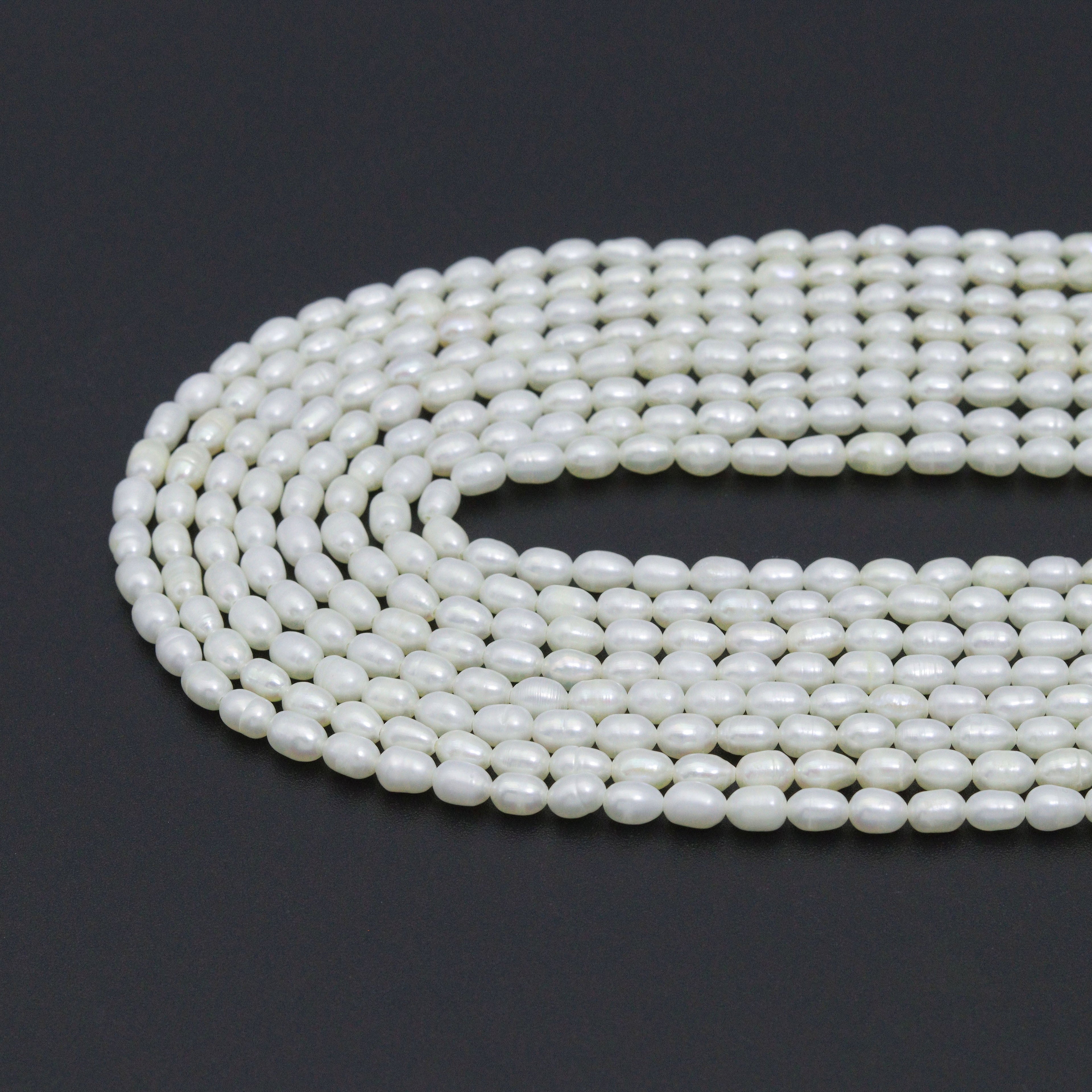 Natural White Freshwater Pearl Rice Shape Pearl, 4-5mm size, 16inch strand, sku#U2369