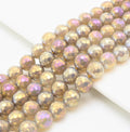 Mystic Plated Faceted Agate Beads,6mm/8mm/10mm, Multicolor Plated Gray Agate Beads,15.5" Full Strand, SKU#U303c