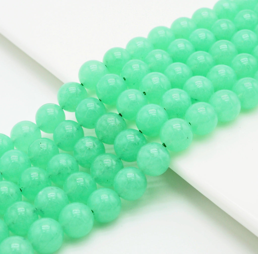 Chrysoprase Jade Round Smooth Beads, 6mm/8mm/10mm Jade,Green Gemstone Beads, 15.5'' Full Strand, SKU#U306C
