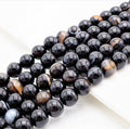 Black White Banded Agate Round Smooth Beads, 6mm/8mm/10mm/12mm beads, Agate Gemstone Beads, 15.5inch strand, SKU#U308