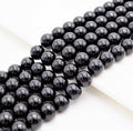 Quality Natural Black Tourmaline Round Smooth Beads,  SKU#U310