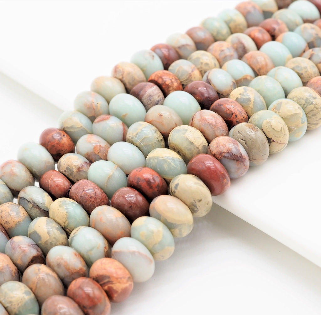 Quality Natural Serpentine Rondelle Smooth Beads, Sku#U313C