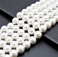 High Quality White Mother of Pearl Round Smooth Beads, Sku#U316