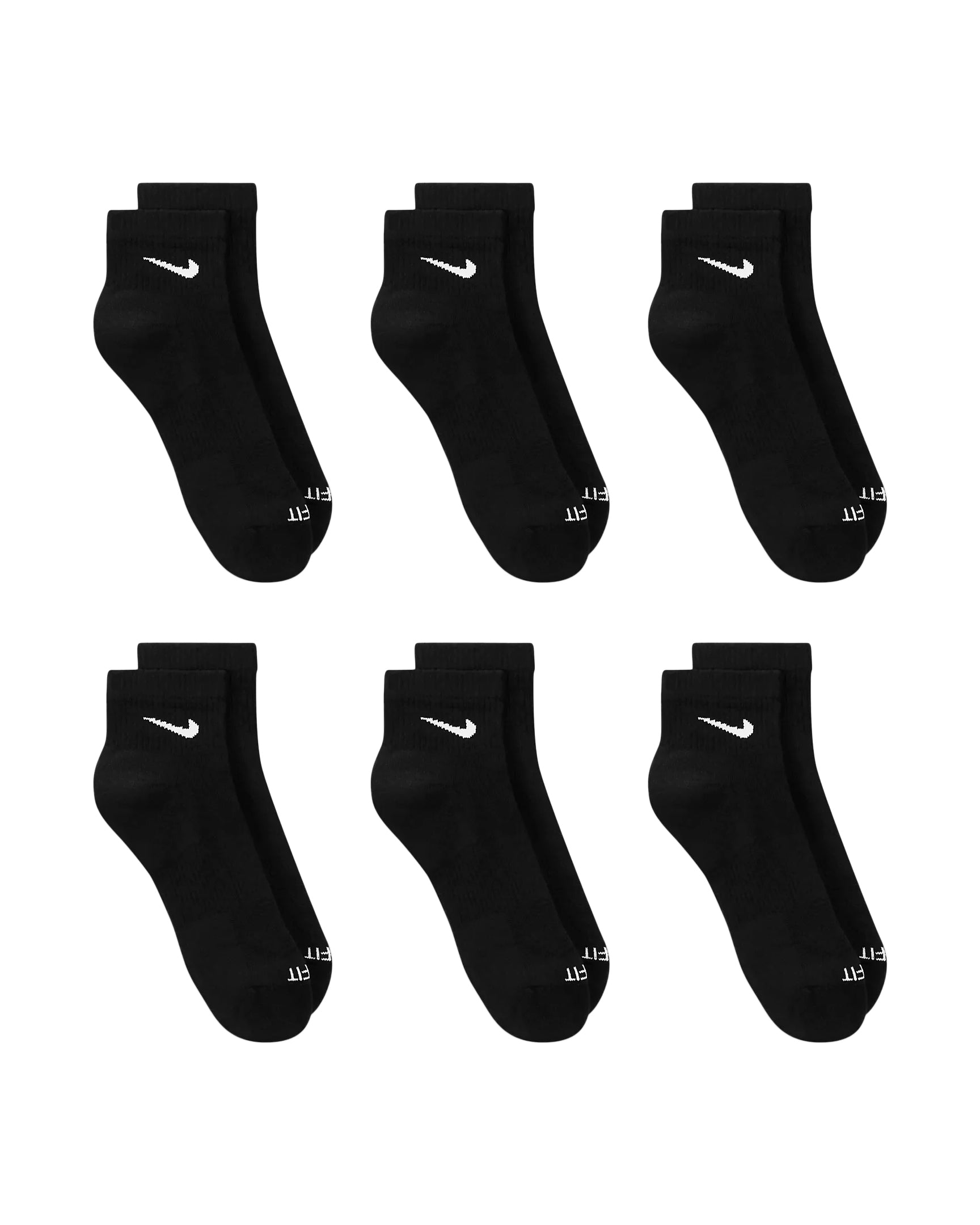 Chaussettes de cheville Nike Dri-Fit amorties, paquet de 6 - Noir