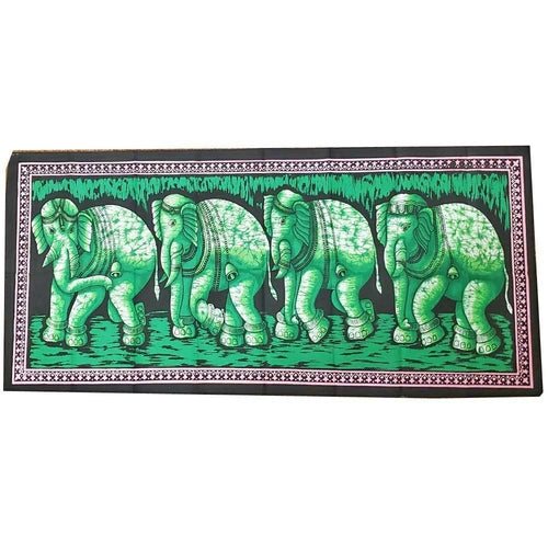Elephant Herd Batik Wall Banner Table Runner Boho Cotton