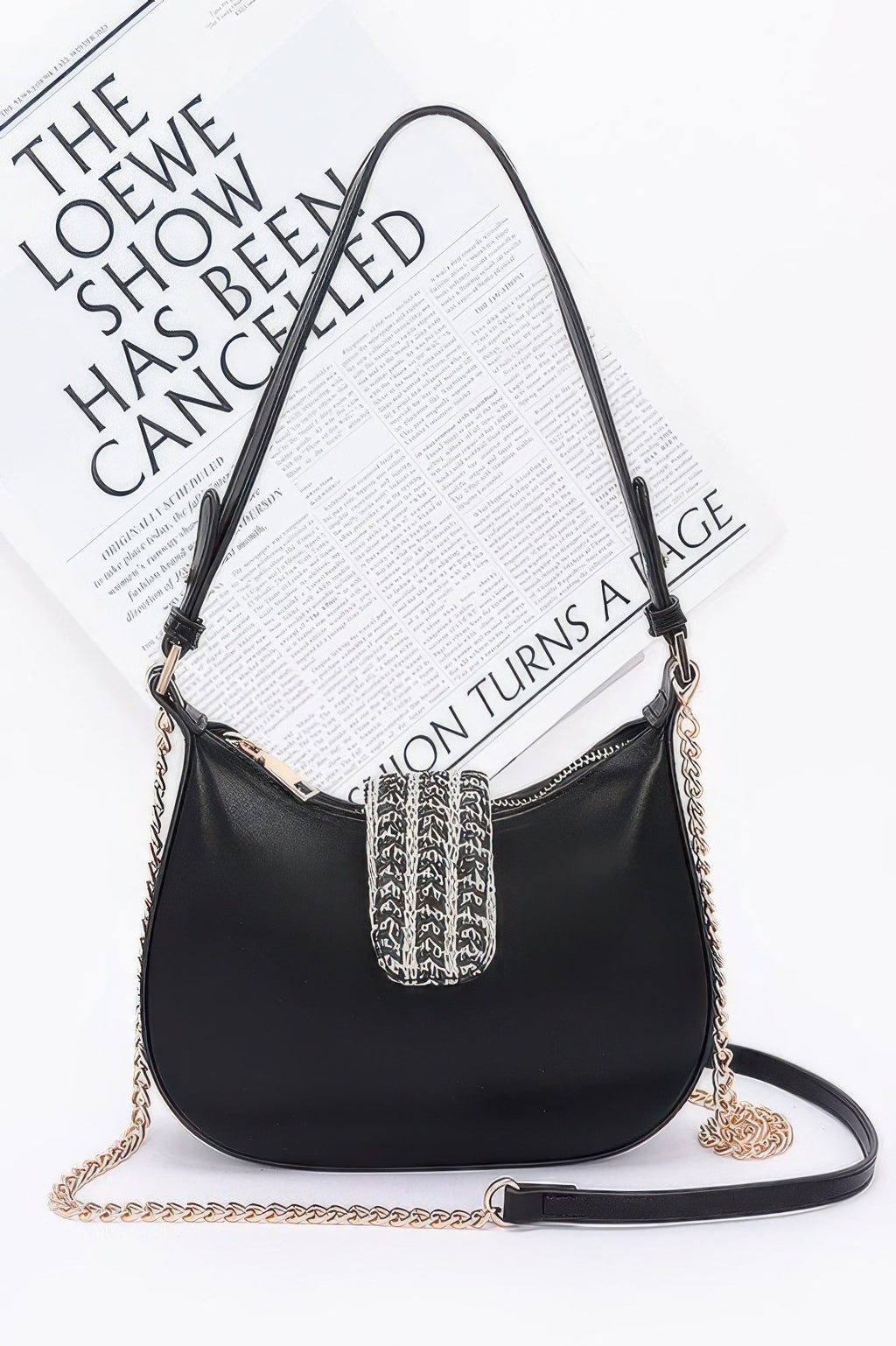 Faux Leather Hobo Bag
