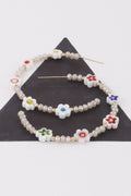Beaded Flower Charm Earrings