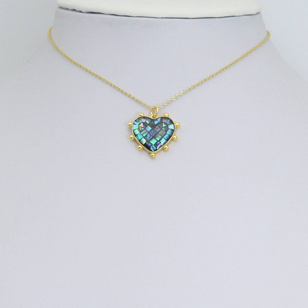 Abalone Mother of Pearl Spike Heart charm For Necklace Bracelet Jewelry Making Supply, Sku#WL24