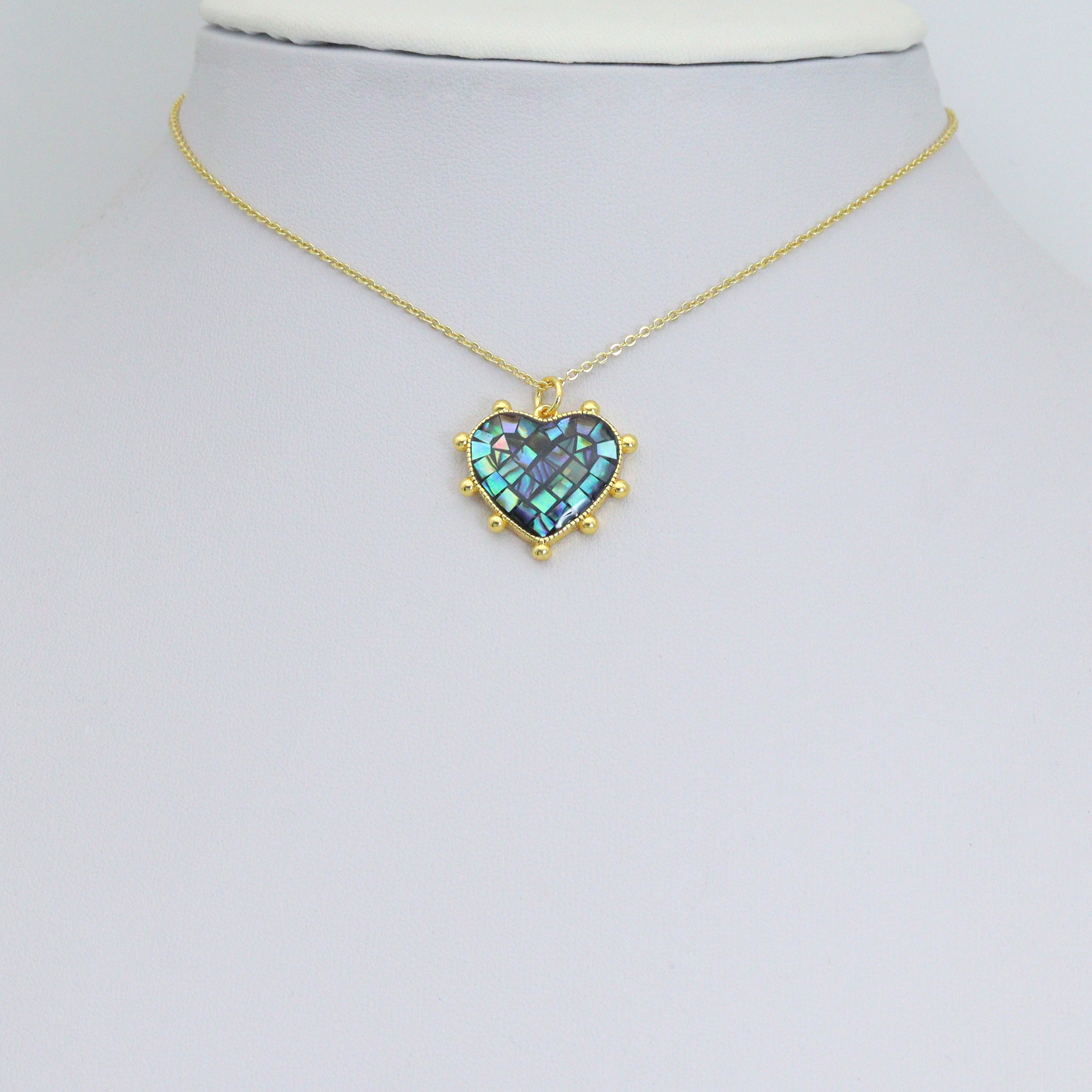 Abalone Mother of Pearl Spike Heart charm For Necklace Bracelet Jewelry Making Supply, Sku#WL24