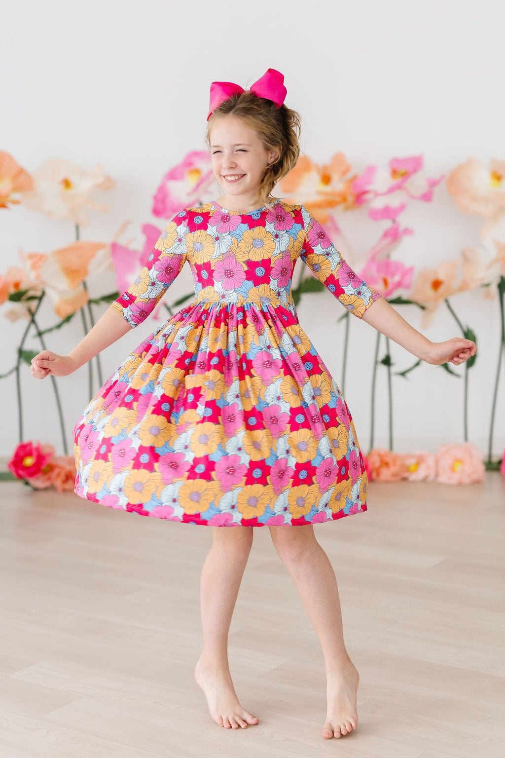 SOLDES Robe tourbillonnante à manches 3/4 et poches Wonderland Floral