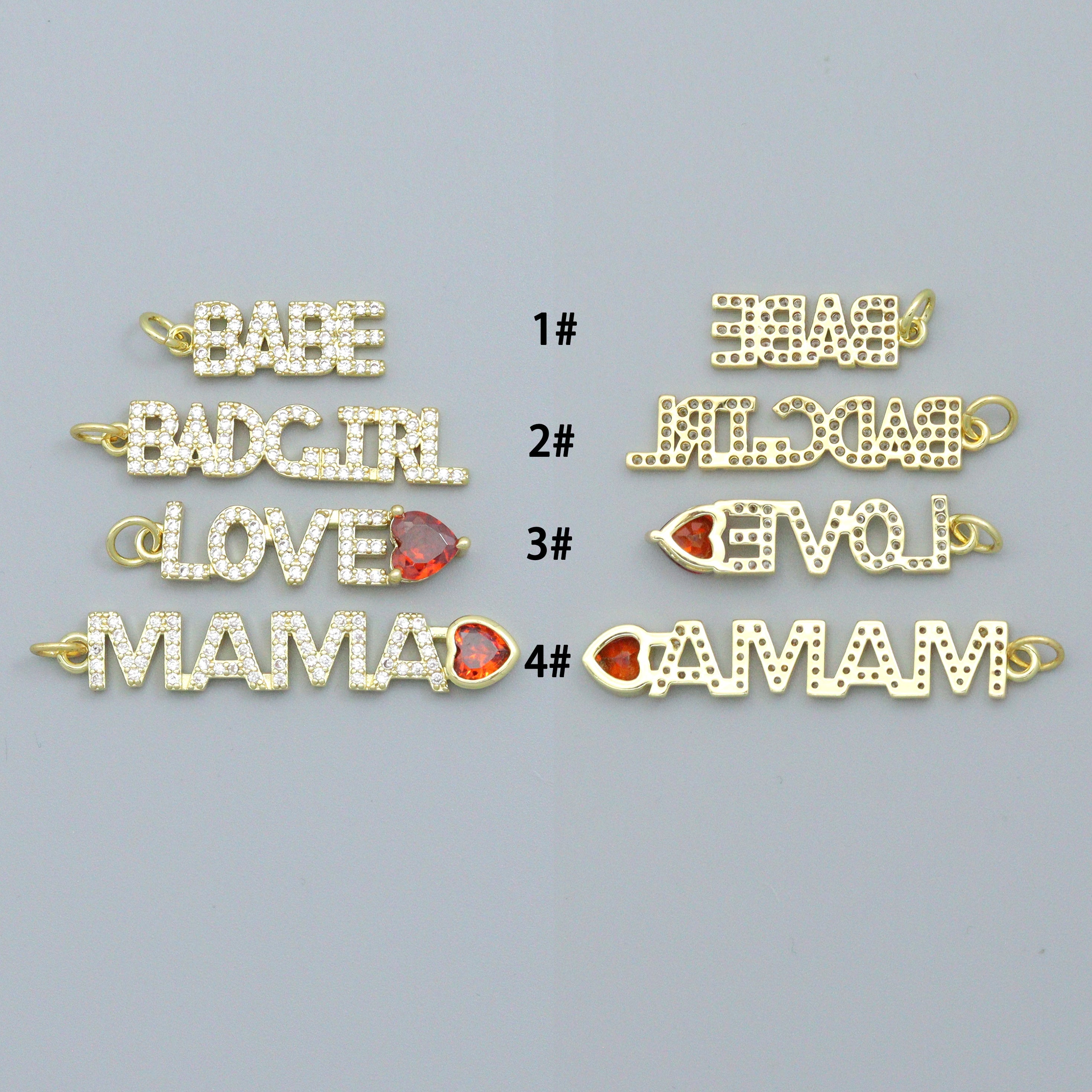 Babe, Badgirl, Love, Mama Heart Charm, Sku#Y1050