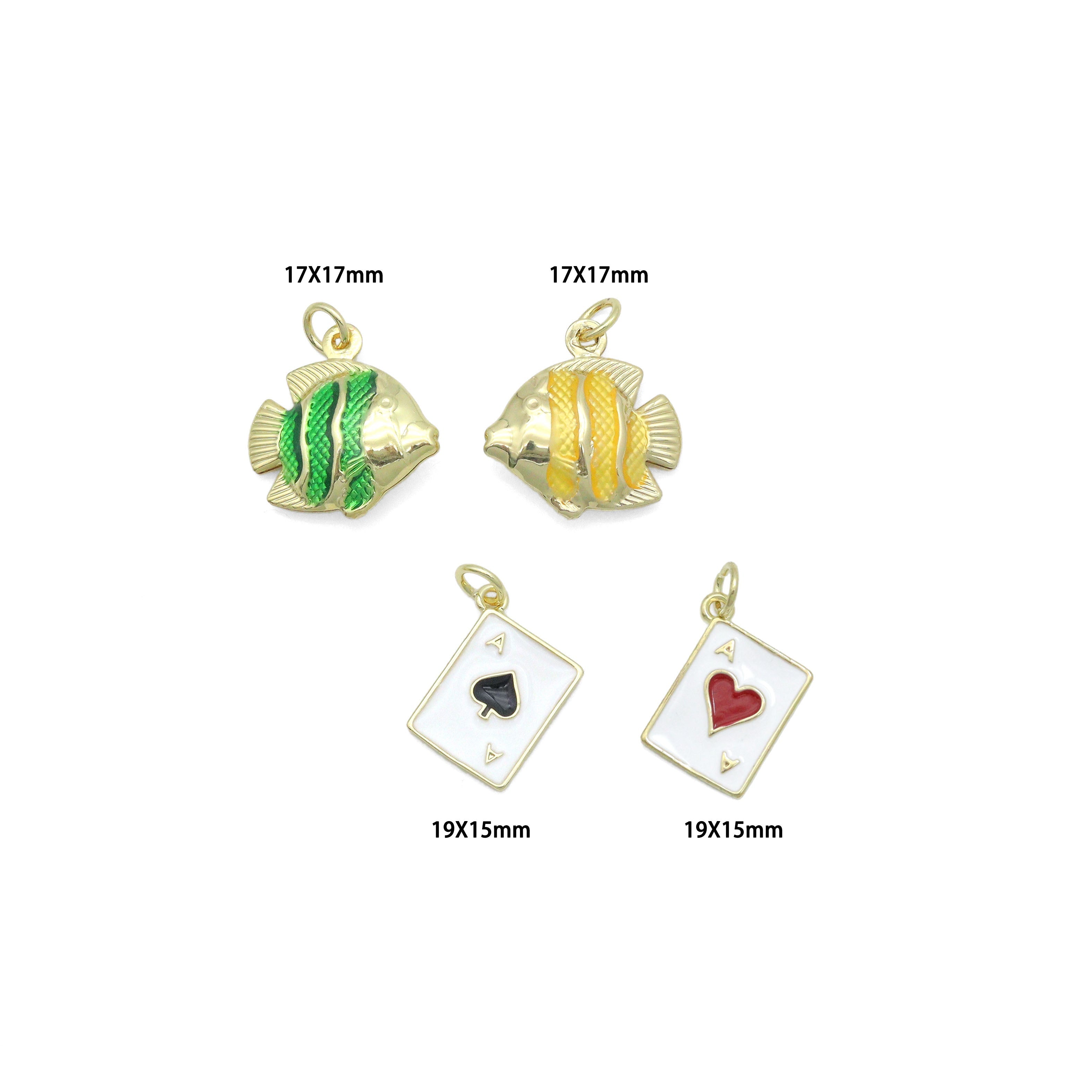 Goldfish Black Heart Poker Playing Card Charm, Sku#Y1053