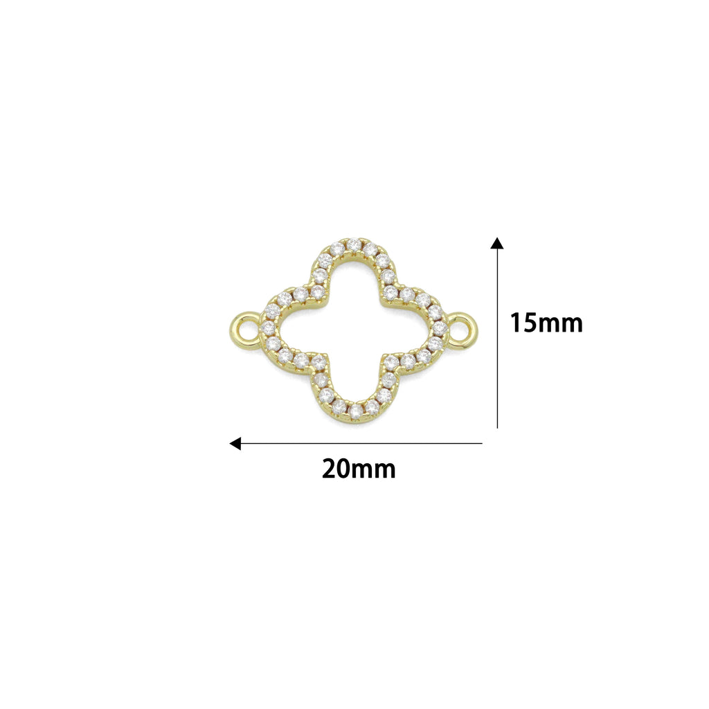 CZ Pave Gold Flower Coonector charm, Sku#Y1062