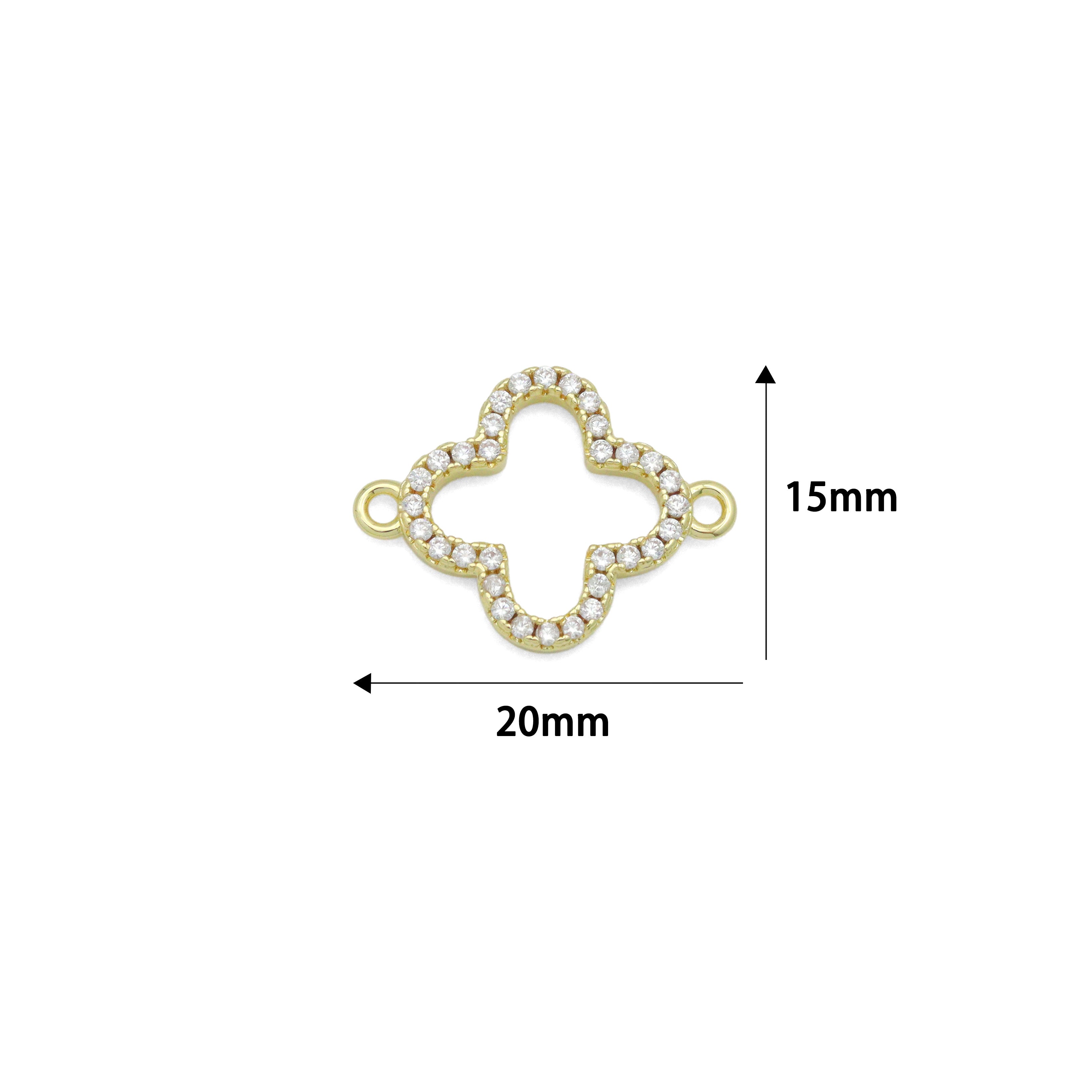 CZ Pave Gold Flower Coonector charm, Sku#Y1062