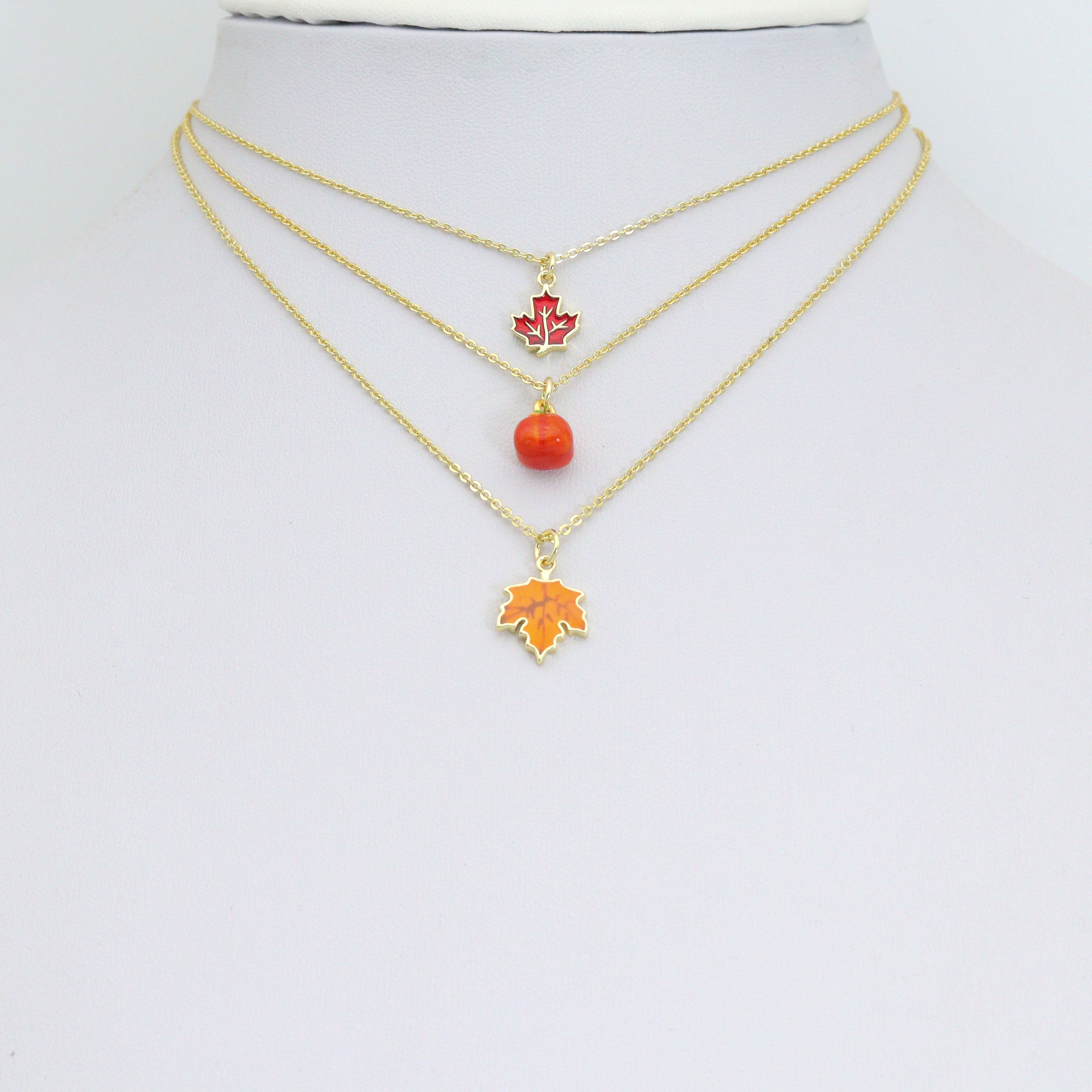Fall Maple Leaf Pumpkin Charm Pendant, fall charm,Sku#Y1064