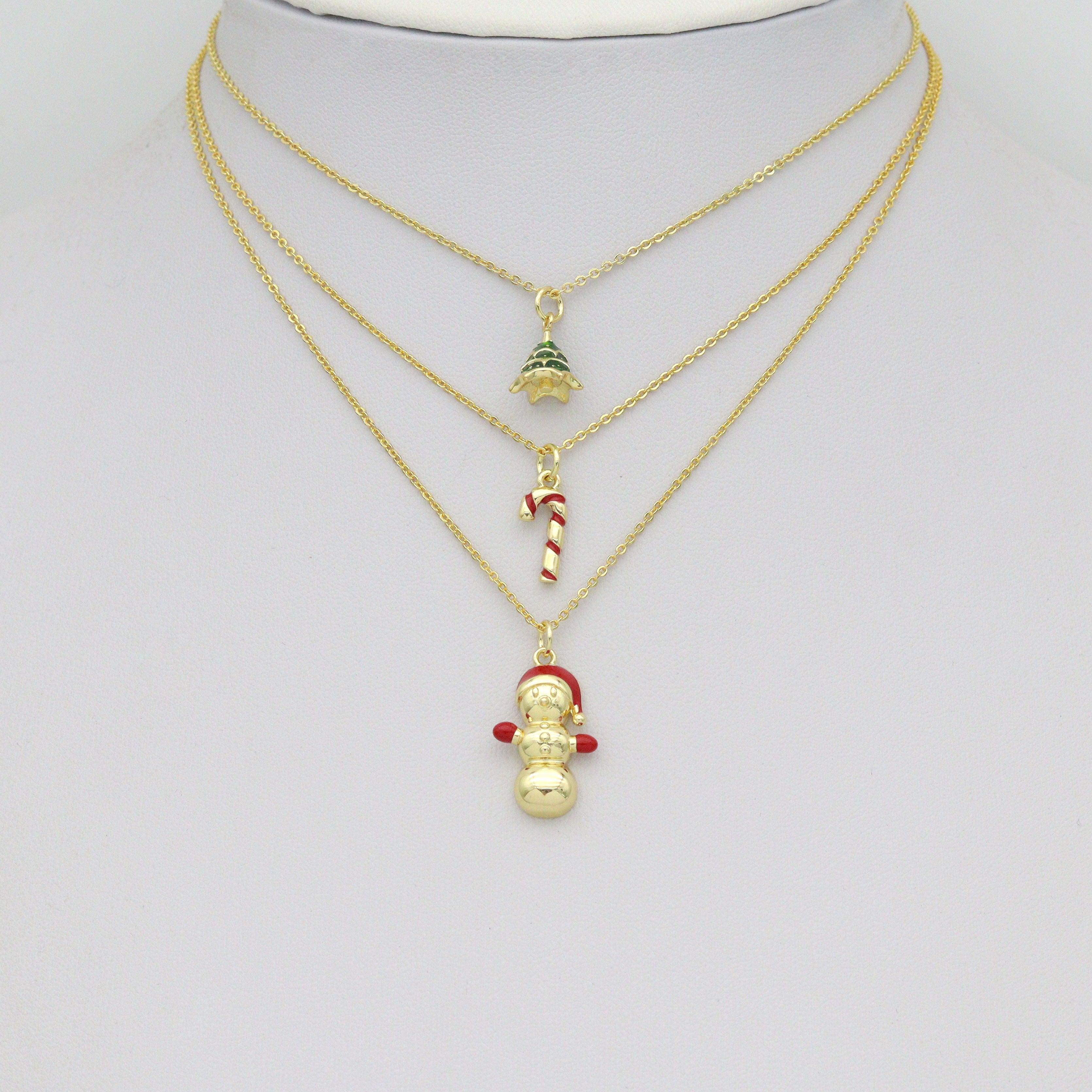 Christmas tree Snowman Candy Cane Charm Pendant, Sku#Y1068