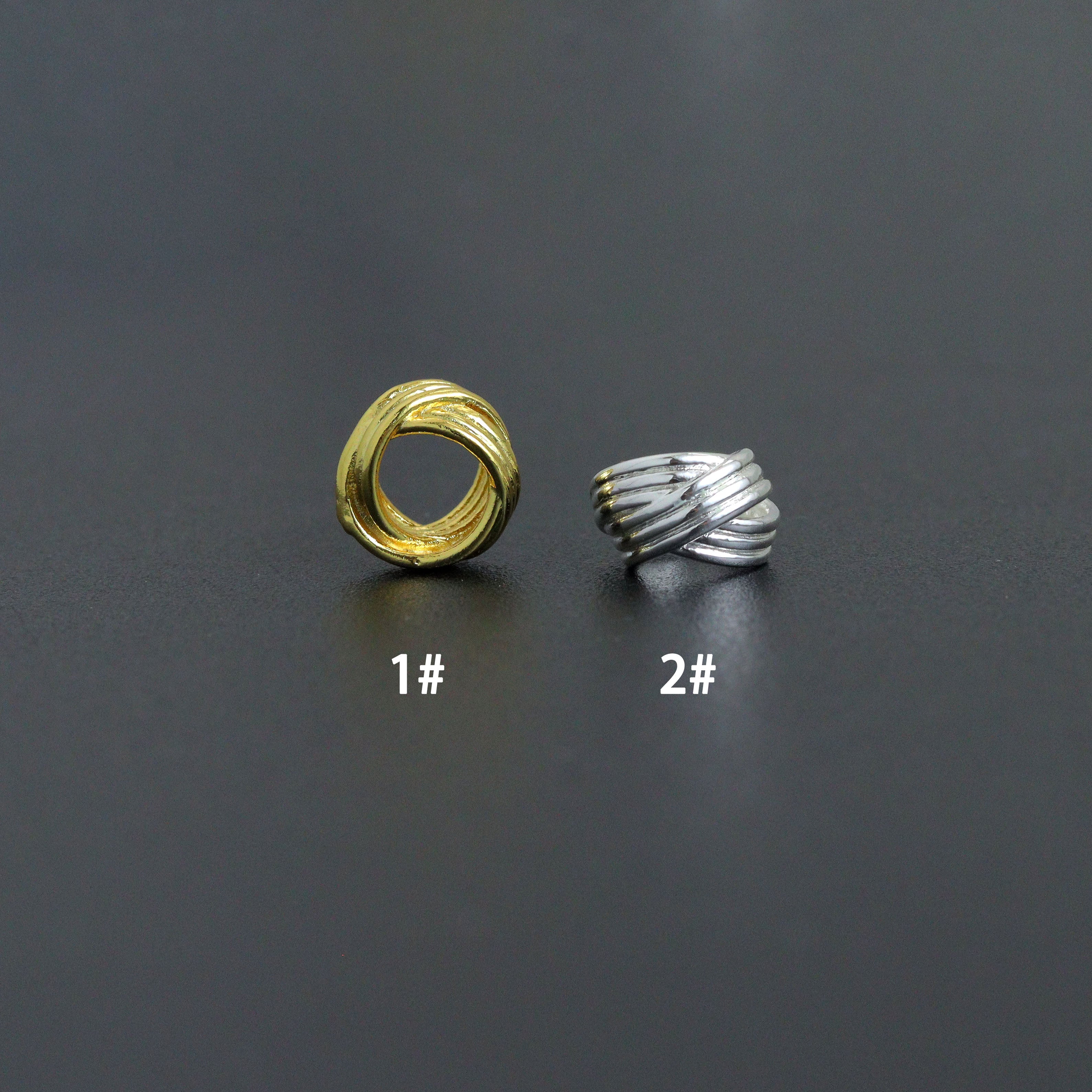 Gold Silver Twisted Knot Spacer beads, Swirl spacer for jewerly making, Sku#Y1069
