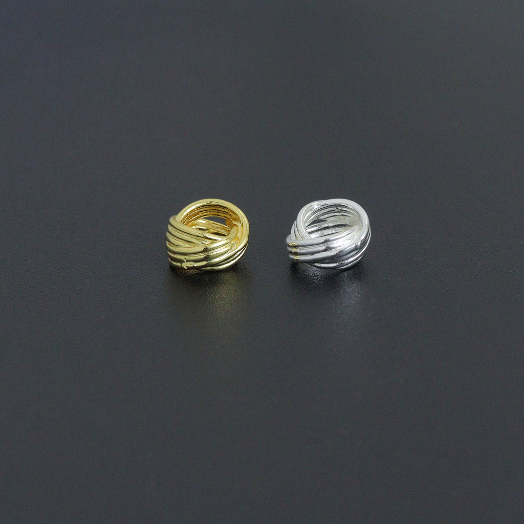 Gold Silver Twisted Knot Spacer beads, Swirl spacer for jewerly making, Sku#Y1069