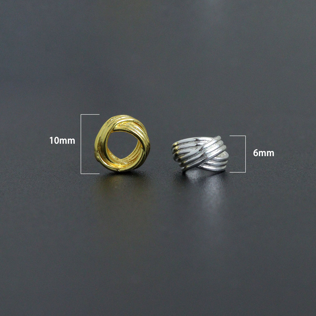 Gold Silver Twisted Knot Spacer beads, Swirl spacer for jewerly making, Sku#Y1069