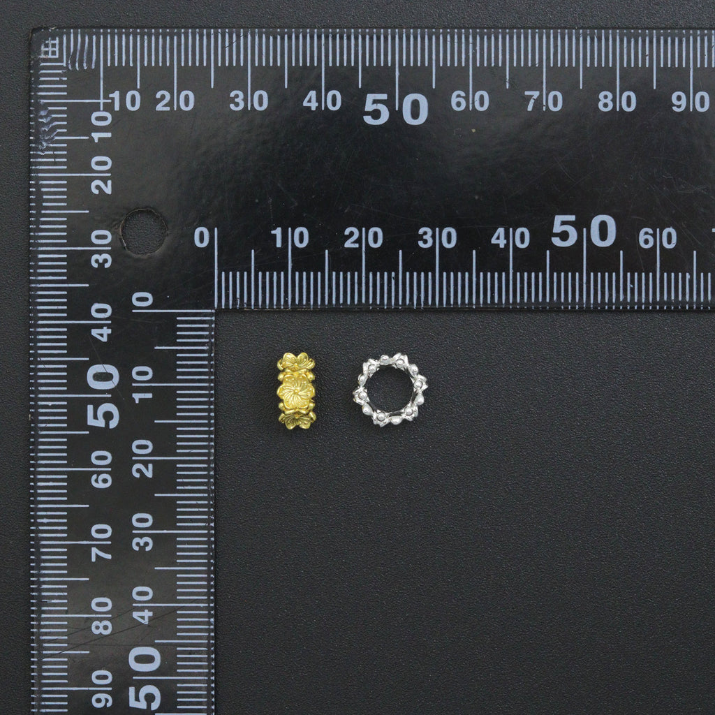 Gold Silver Flower big hole spacer beads, Sku#Y1070
