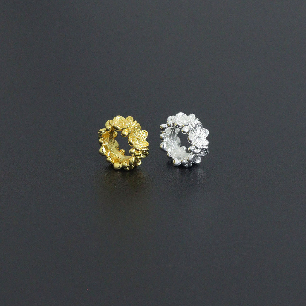 Gold Silver Flower big hole spacer beads, Sku#Y1070